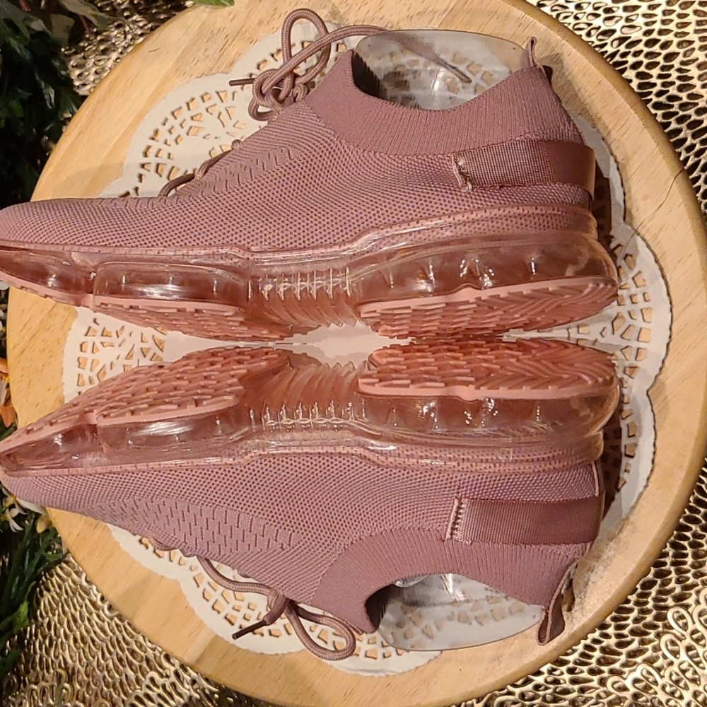 Air Cushion Lace Up Walking Pink Sneakers - Picture 5 of 12